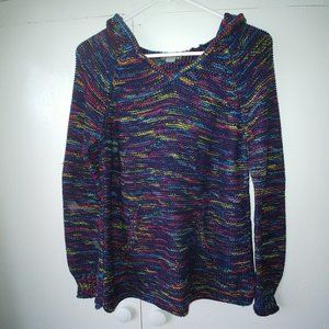 Eddie Bauer Hooded V-Neck Sweater with Kangaroo Pocket SZ S